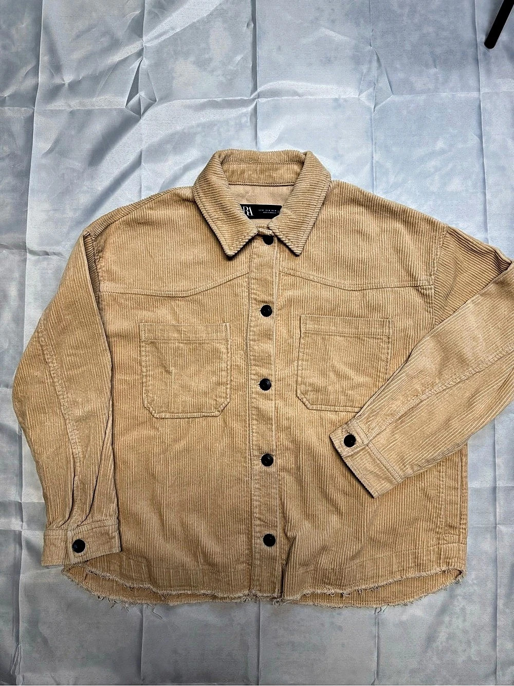 ZARA Corduroy Overshirt with Frayed Hem Brown size M